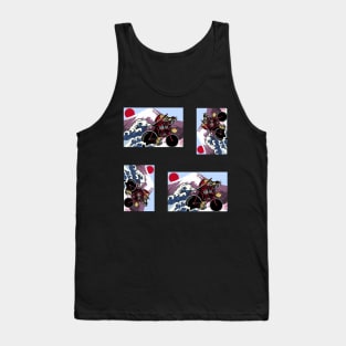 Japanese Samurai Cycling through Rushing Waves Tank Top